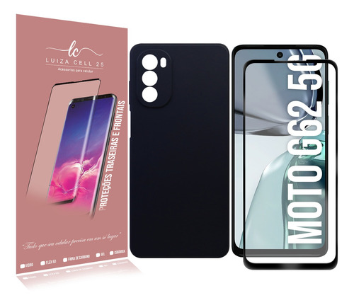 Capa Case Aveludada P/ Moto G62 Xt2223 6.5 + P Vidro Full 3d