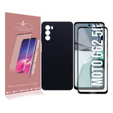 Capa Case Aveludada P/ Moto G62 Xt2223 6.5 + P Vidro Full 3d