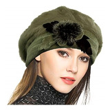 Boina Francesa 100% Lana Boina Floral Vestido Gorro Invierno