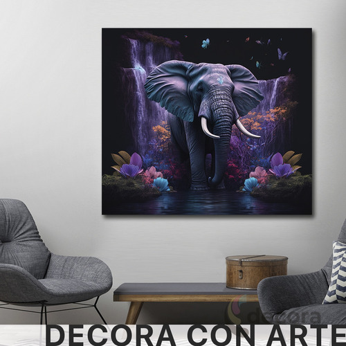 Cuadro Elefante Colores Canvas Elegante Sala Anima29 120x120