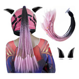 Set Trenzas Cuernos Casco Motocicleta Decoracion Para Mujer