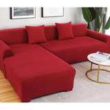 Funda Roja Cuadrille Para Sillon Tipo L Modular 2 Piezas 