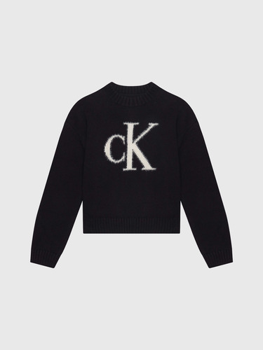 Suéter Negro Para Niñas Con Monograma Calvin Klein