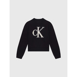 Suéter Negro Para Niñas Con Monograma Calvin Klein