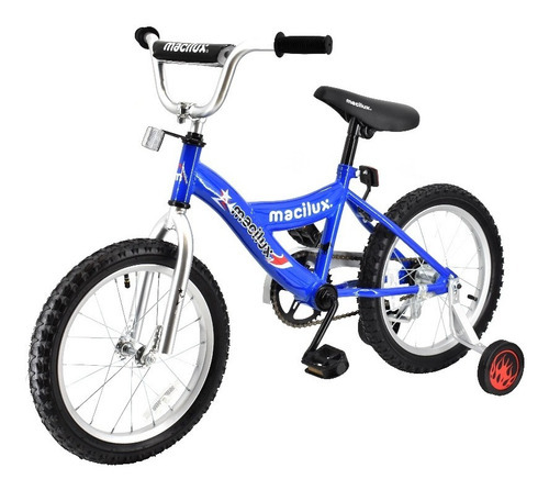 Bicicleta Rodada 16 Macilux Niños Infantil Azul Con Verde Tamaño Del Cuadro M