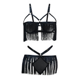 Set Kendal Fringe Noir - Seducción Con Flecos Y Detalles Dor