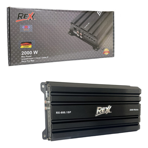 Amplificador Rexx 1 Canal Class D Rx800.1sp 1100w Rms A 1ohm Color Negro