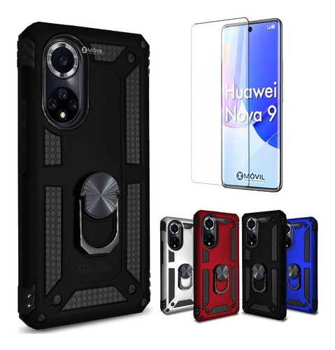 Funda P/ Huawei Nova 9, Rudo C/ Anillo Sujetador + Cristal