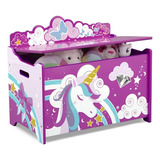 Baul Infantil Caja Organizador De Juguetes Madera Unicornios