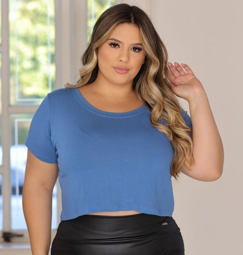 Camiseta Cropped Tshirt Blusa Estilosa Larguinha Plus Size