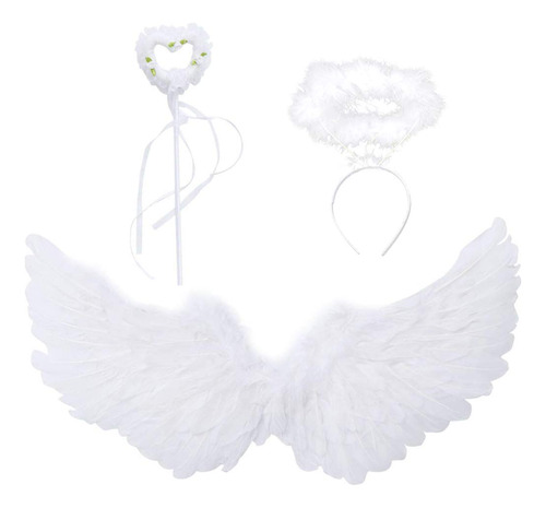 White Angel Wings And Halo Magic Wand Feather Wing Part...