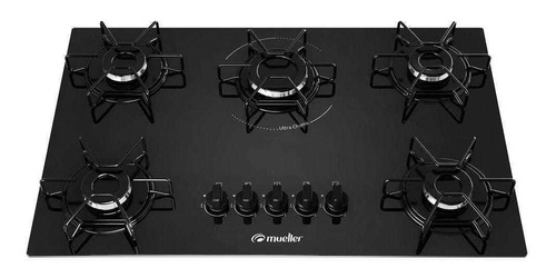 Cooktop Mueller 5 Bocas Com Queimador Ultra Chama Preto Mcg115bg1 127v/220v