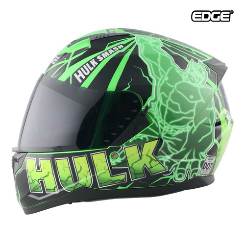 Casco Edge Integral Marvel Hulk Mate Certificado Dot