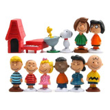 Set De 12 Figuras Peanuts Snoopy De Colección Charlie Brown