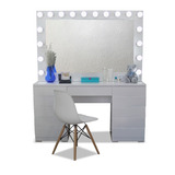 Tocador Con Focos Espejo Vanity Hollywood Mod Paris Recamara