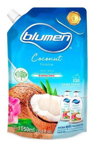 Jabón Líquido Para Manos Blumen Coconut Paradise Repuesto 1.05l