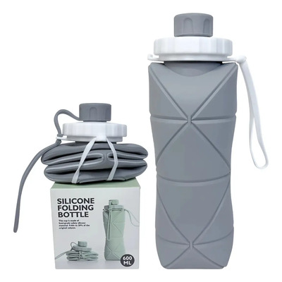 Botella De Agua Térmica De Silicona Plegable Portátil 600ml Gris | MercadoLibre