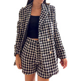 Conjunto Mujer Blazer Forrado Y Short De Paño Abrigado