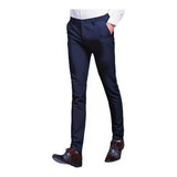 Pantalones De Vestir Hombre Formal Slim Color Solido [u]