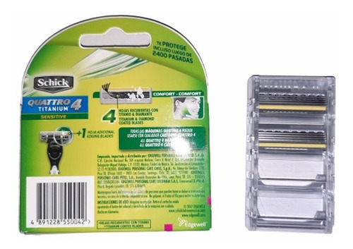 ** Schick Quattro 4 Titanium Sensible - Pack Con 2 Cartuchos