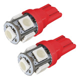 Kit 2 Led T10 W5w 5 Led Lampara Posicion Rojo 12v Piojitos