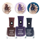 Kit 3 Esmaltes Risque Diamond Gel Coleção Noites Iluminadas