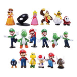 Coleção Mini Bonecos Super Mario 18 Personagens Nintendo