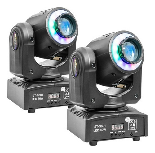 Kit 2 Moving Head Spot Led 60w 8 Cores + Fita Led 8 Desenhos