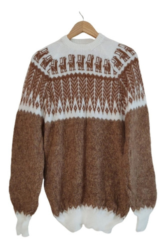 Sweater Pullover De Alpaca Classic Hojitas Especial