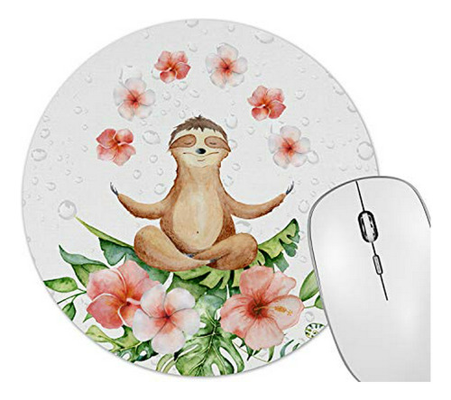 Pad Mouse - Lindo Perezoso Floral Alfombrilla De Ratón Redon