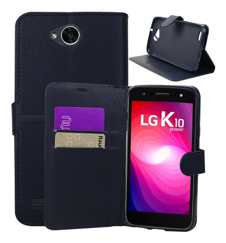 Capa Carteira + Película Hydrogel Privacy Para LG K10 Power 