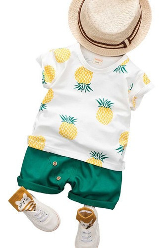 T-shirt Infantil Com Estampa De Frutas Para Meninos Shorts S