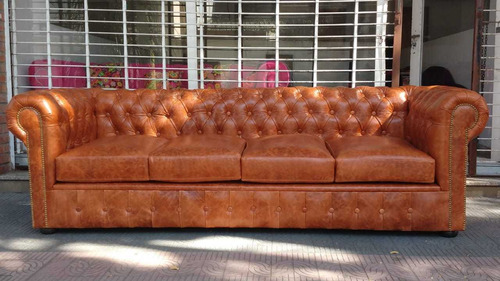 Sillon Sofa 4 Crps 250 Cm  100% Cuero Original  Mia Living