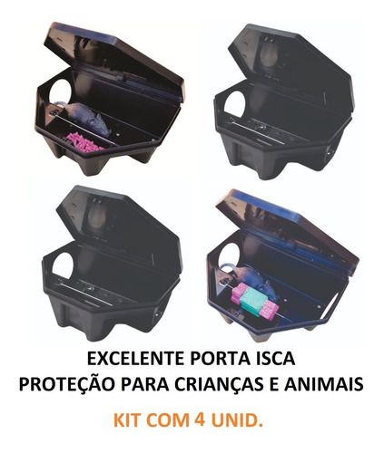 Kit 4 Porta Isca Armadilha Para Ratos Proteção P/ Crianças