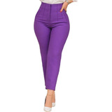 Pantalon De Vestir Tiro Alto Con Pinzas Elegante 