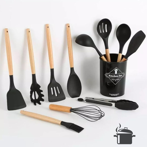 Jogo De Utensílios De Cozinha Kitchen 12 Pçs De Silicone 