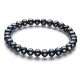 Bliss Black 6-7 Mm Una Pulsera De Perlas Cultivadas De Agua 