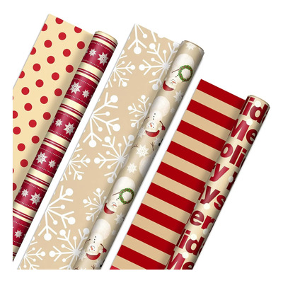 Papel De Regalo Navideno Reversible Hallmark (3 Rollos: 1...