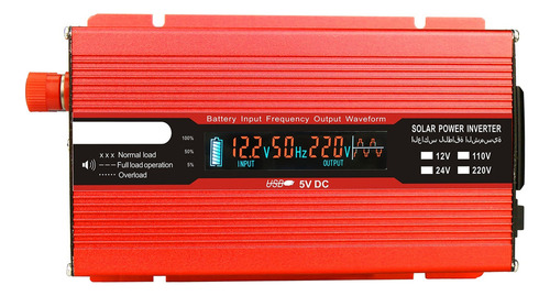 Convertidor De Voltaje Rojo 1000w 2000w 12v 240v Inversor Us