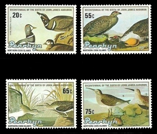 Fauna - Aves - Audubon - Penrhyn 1985 - Serie Mint  Yv 306-9