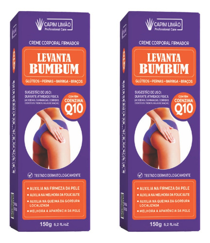 Creme Firmador Levanta Bumbum Capim Limão 150g - Kit 2 Unid.