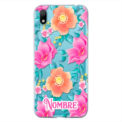 Funda Huawei Antigolpes Flores Personalizada Con Tu Nombre