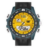 Reloj Cat Horizon Mh-155-21-737 Malla Negro Bisel Negro Fondo Amarillo