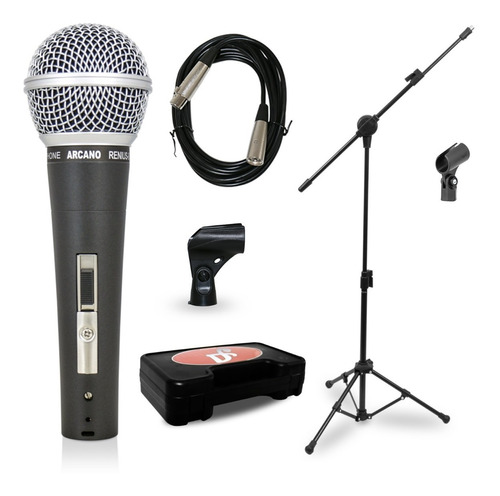 Kit Arcano 1 Microfone Renius-8 Xlr-xlr + 1 Pedestal Sj