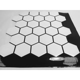 Pastilha Adesiva Resina Hexagonal Branco- Fd Preto 01 Placa