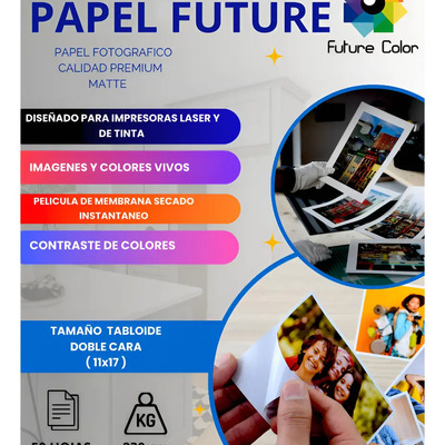 Papel Future Matte Tamaño 11x17 100 Hjs 230g Doble Cara Mate Color Blanco | MercadoLibre