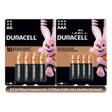 Duracell Kit 36 Pilhas 12 Palito Aaa+24 Pequena Aa Original