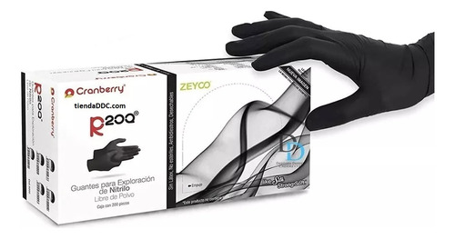 Guantes De Nitrilo Negros Cranberry Zeyco Caja Con 200 Pzas