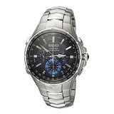 Seiko Radio Sync Solar Cronógrafo Silvertone Para Hombre Con