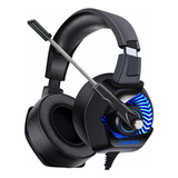 Fone De Ouvido Headset Gamer Onikuma K6 Preto/azul Cor Preto Cor Da Luz Azul